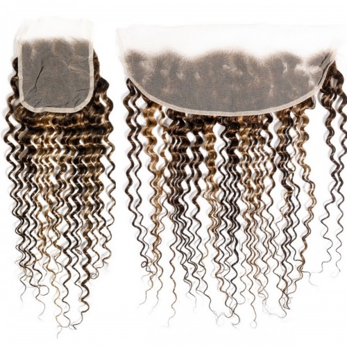 Deep Wave #4/27 Highlight Virgin Human Hair 4x4 13x4 Transparent Lace Closure/Frontal | Human Hair Wig | Lace Front